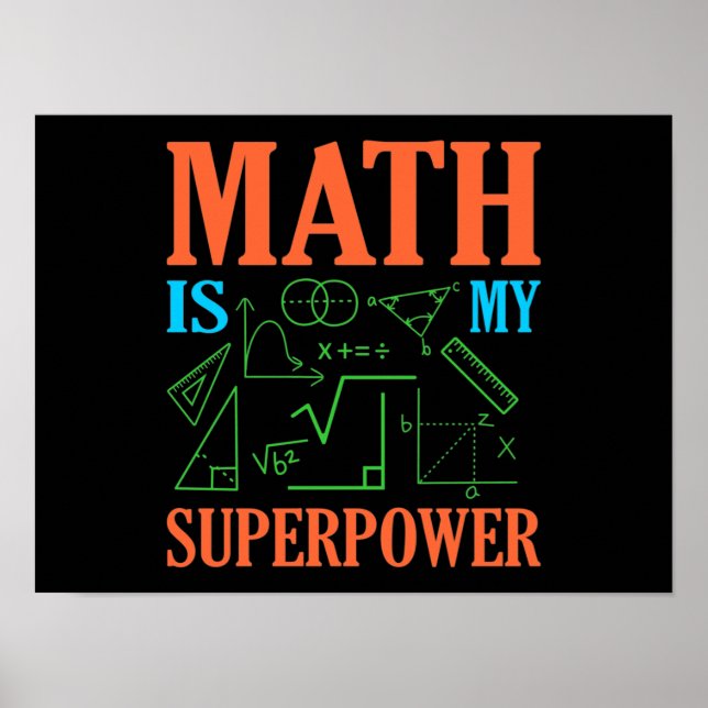 Poster Math Est Superpower Enseignant Mathématiques Mathé (Devant)