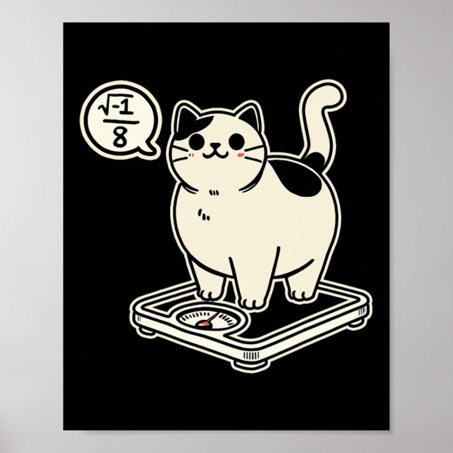 Poster Math Pun Cat i Overate I Plus de 8 Funny Enseignan (Devant)