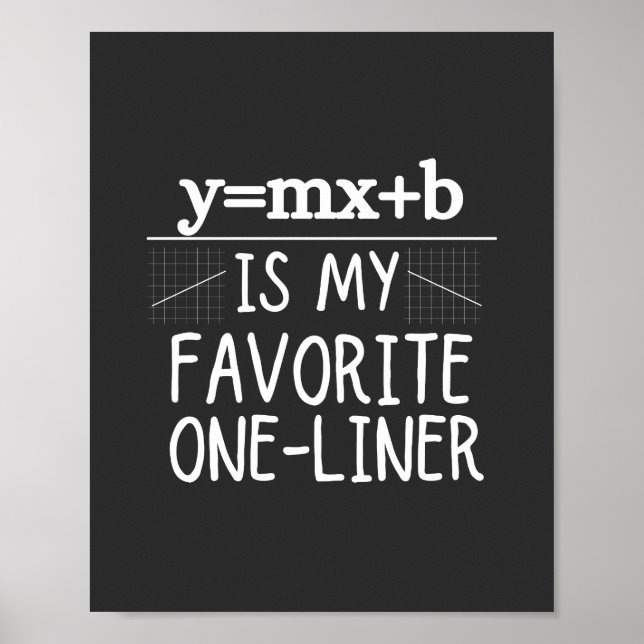 Poster Math Pun One-Liner. Équation de ligne. J'Aime Une  (Devant)