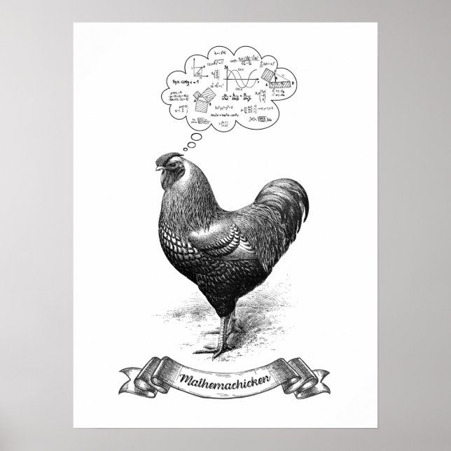 Poster Mathemachicken Funny Math Poulet de poulet Plaisan (Devant)