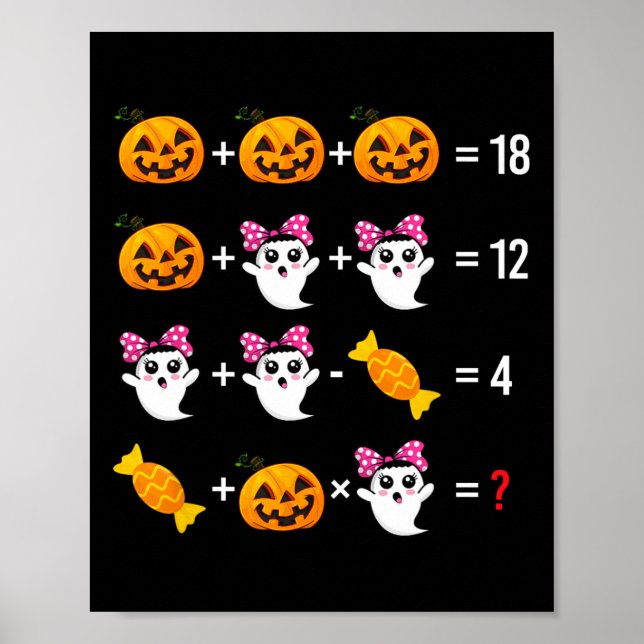 Poster Mathématiques fantômes Mathématiques Halloween Cut (Devant)