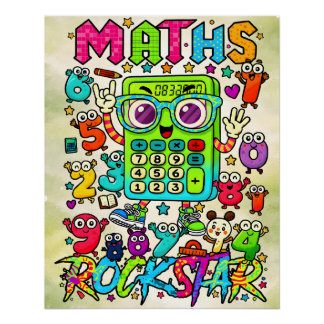 Poster Maths Rockstar Cute Calculator Design