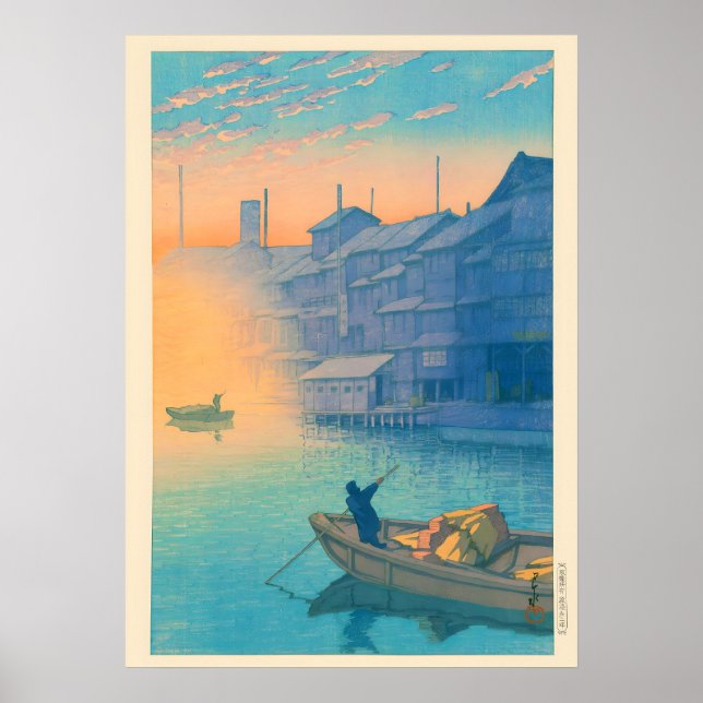 Poster Matin à Dotonbori à Osaka Par Kawase Hasui (Devant)