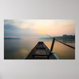 Poster Matin au large du lac avec le bateau