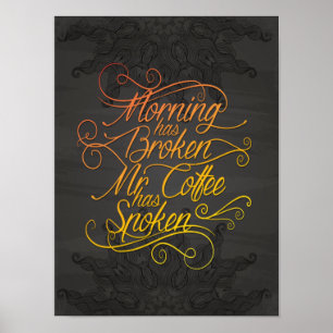 Poster matin cassé m café a parlé couleur