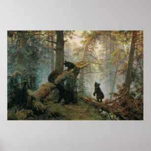 Poster Matin dans une forêt de pins