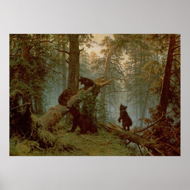 Poster Matin dans une forêt de pins, 1889 (Devant)