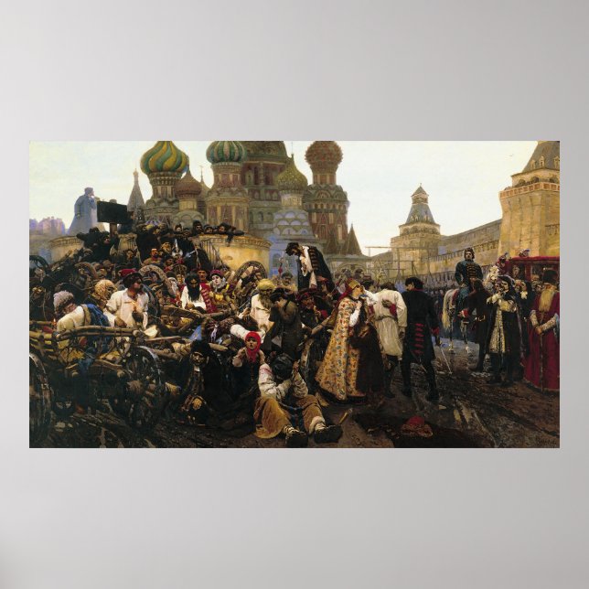 Poster Matin de l'exécution de Streltsy par Vasily Suriko (Devant)
