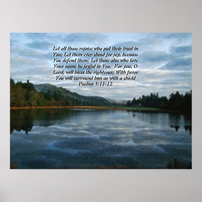 Poster Matin Sky & Lake Psaumes 5:11,12 Imprimer (Devant)