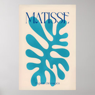 Poster Matisse Cyan Blue Forme Abstraite Papiers Découpés