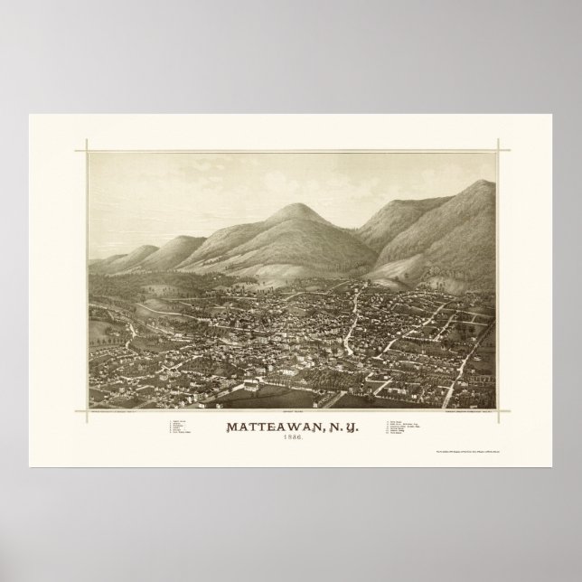 Poster Matteawan, NY Carte panoramique - 1886 (Devant)