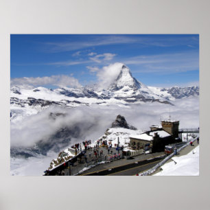 Poster Matterhorn mountain and Gornergrat station