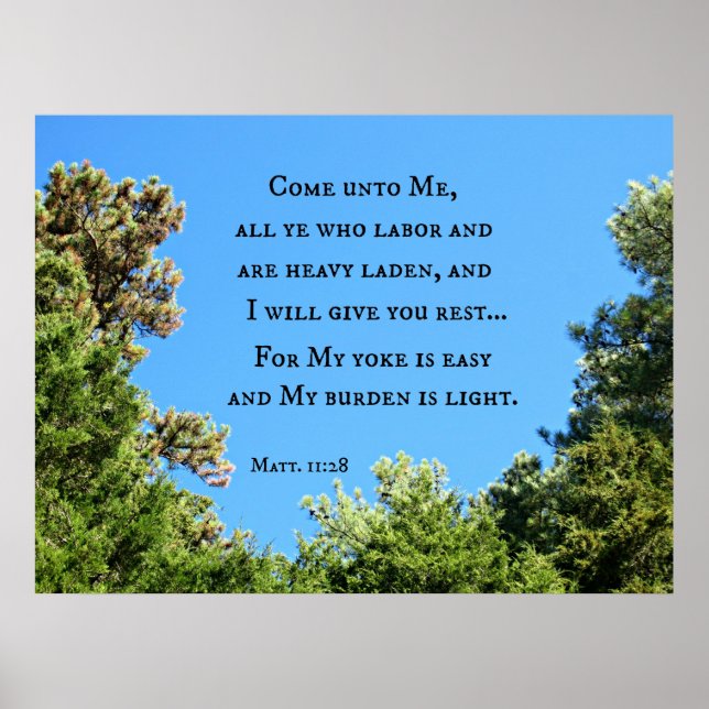 Poster Matthew 11:28 Come unto me all ye who labo.... (Devant)