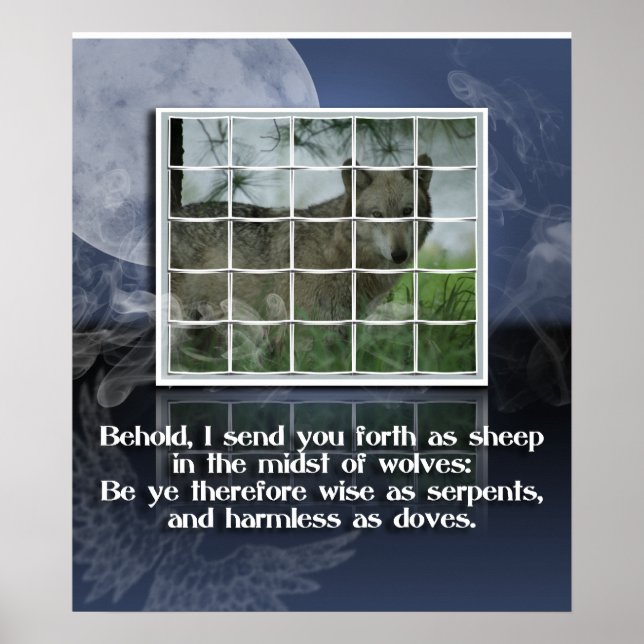 Poster Matthieu 10:16 BIBLE CITER SHEEP PARMI LES LOUPS (Devant)