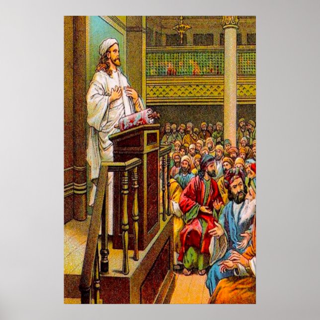 Poster Matthieu 13:53-58 Jésus enseigne dans la synagogue (Devant)