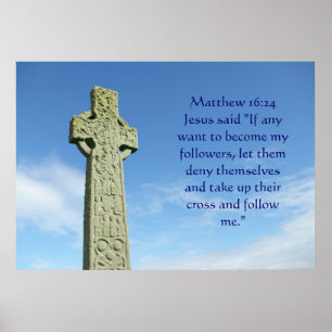 Poster Matthieu 16:24 croix celtique