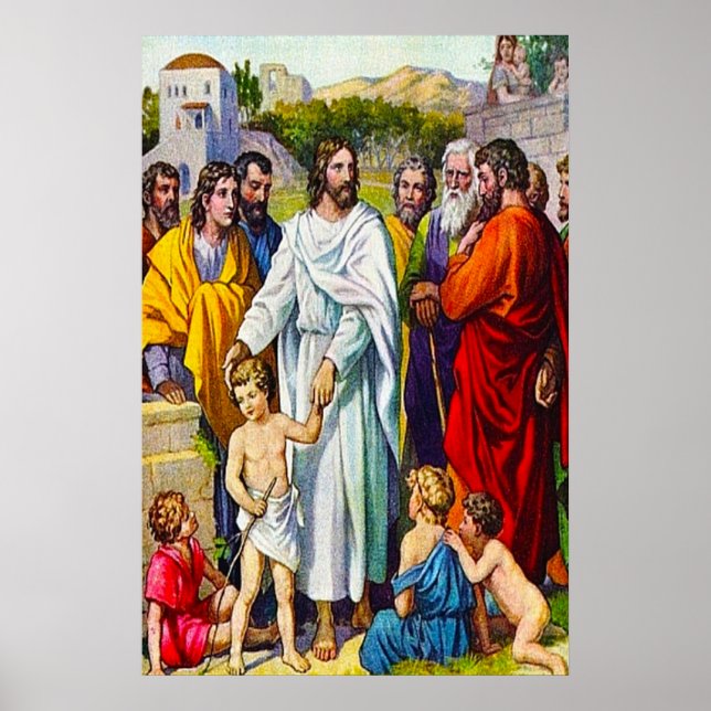 Poster Matthieu 19:13-15 Les petits enfants viennent à Jé (Devant)