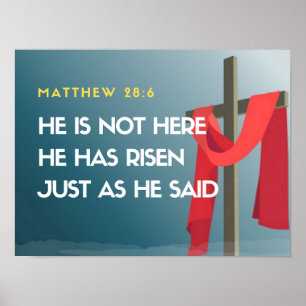 Poster Matthieu 28:6 Il n'est pas ici, Il est ressuscité