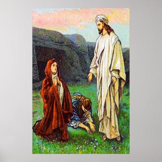Poster Matthieu 28:8-10 Les femmes voient Jésus Alive pos (Devant)