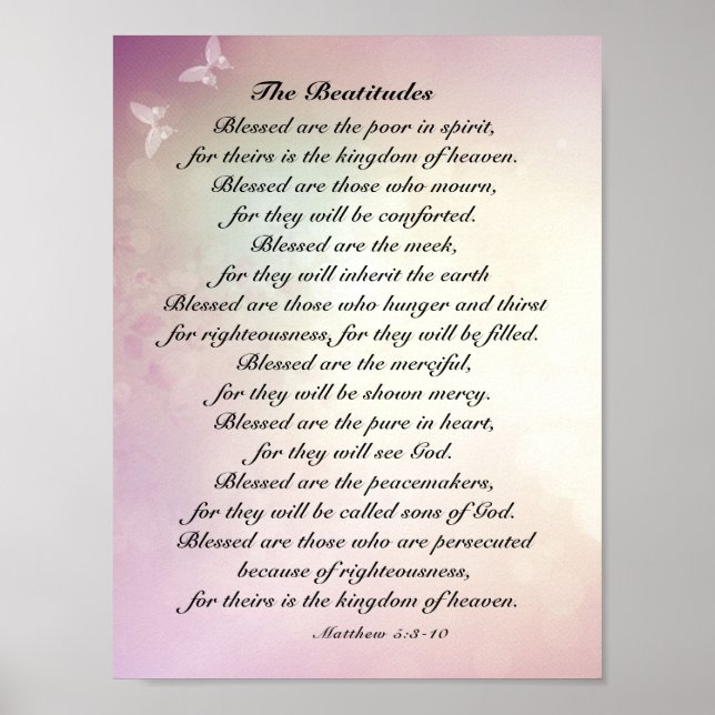 Poster Matthieu 5:3-10 Beatitudes Sermon sur le Mont (Devant)