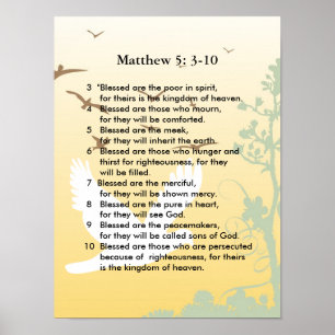 Poster Matthieu 5 3-10 Sermon de Jésus