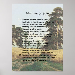 Poster Matthieu 5 3-10 Sermon de Jésus