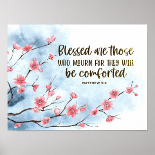 Poster Matthieu 5:4 Heureux sont ceux qui Mourn Bible