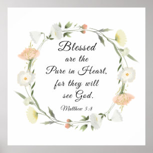 Poster Matthieu 5:8 Heureux sont les Pures dans la Bible