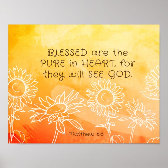 Poster Matthieu 5:8 Heureux sont purs dans la Bible du Co (Devant)