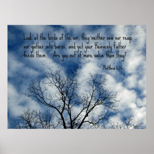 Poster Matthieu 6:26 Regardez les oiseaux de l'air...