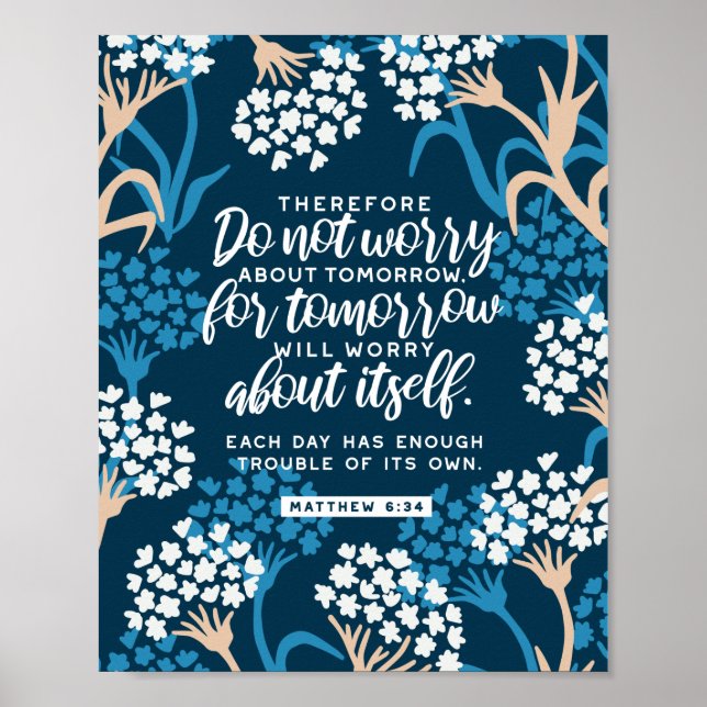 Poster Matthieu 6:34 Verse de la Bible (Devant)