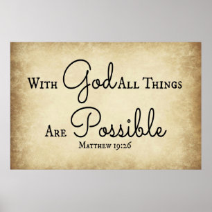 Poster Matthieu verset de la Bible Avec Dieu toutes les c
