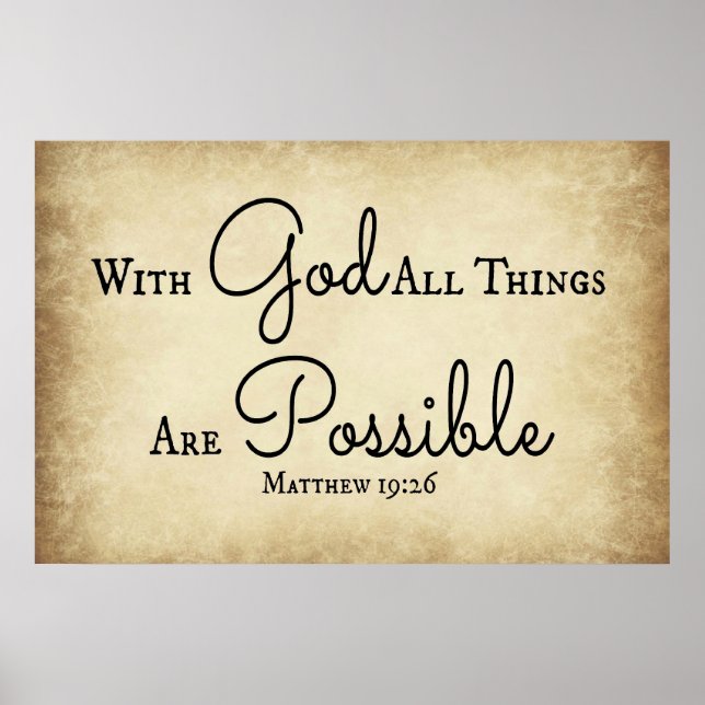 Poster Matthieu verset de la Bible Avec Dieu toutes les c (Devant)
