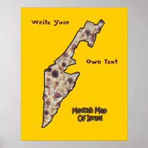 Poster Matzah Carte D'Israël - Écrivez Votre Propre Texte