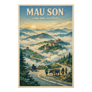 Poster Mau Son Mountain, Lang Son, Vietnam Travel