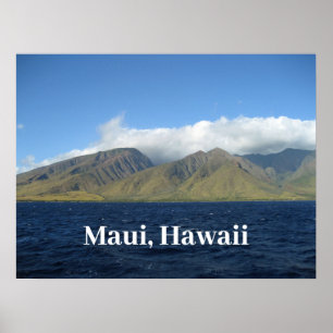 Poster Maui Hawaii Beaux Montagnes Océan
