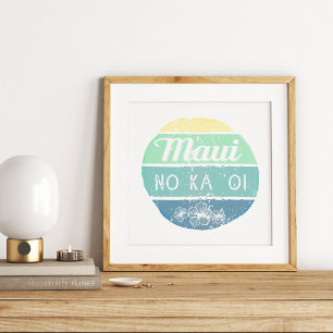 Poster Maui No Ka Oi Typographie Vintage