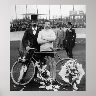 Poster Maurice Garin Vainqueur Paris-Roubaix 1898 Couleur