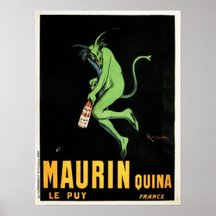 Poster MAURIN QUINA Green Devil Français Liquor Absinthe