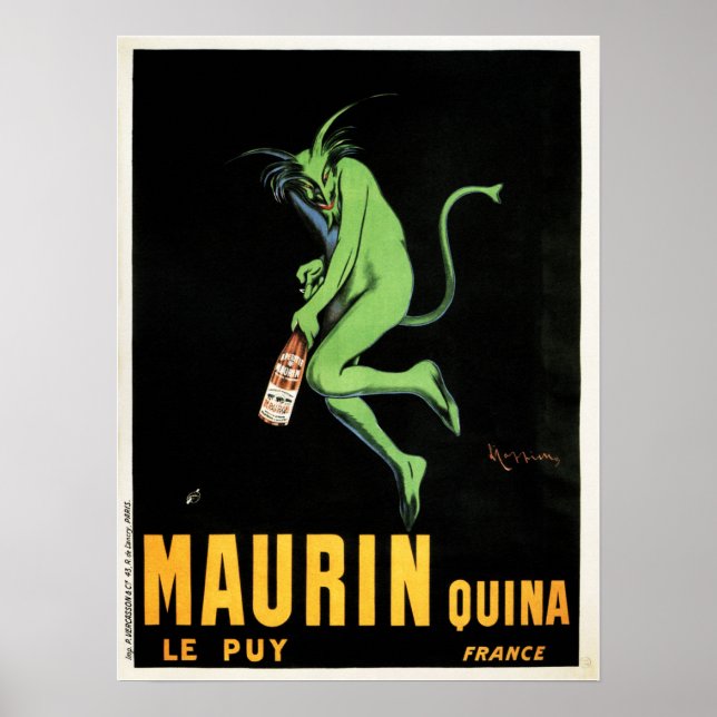 Poster MAURIN QUINA Green Devil Français Liquor Absinthe (Devant)