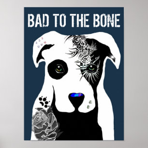 Poster Mauvais à Bone Pit taureau tatouages de chien et p