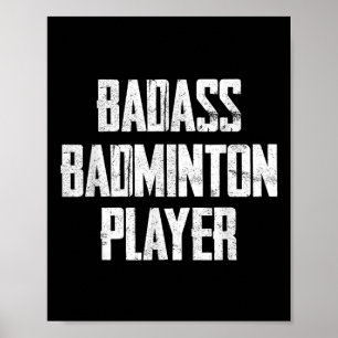 Poster Mauvais joueur de badminton déclaration typographi