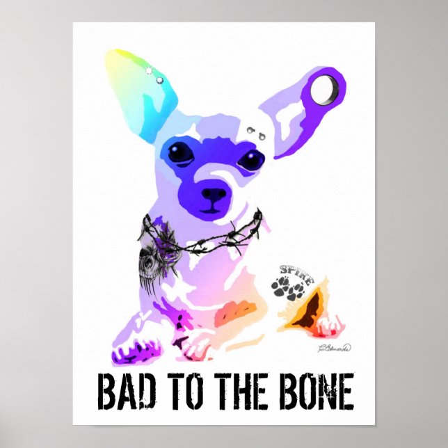 Poster Mauvais pour les tatouages de chiens Bone Chihauha (Devant)