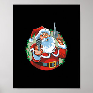 Poster mauvais santa claus avec armes - drôles noël