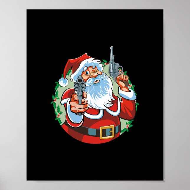 Poster mauvais santa claus avec armes - drôles noël (Devant)
