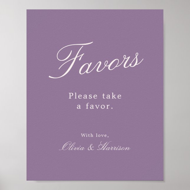 Poster Mauve Calligraphy Wedding Favor Sign (Devant)