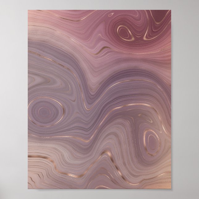 Poster Mauve Strata | Dusty Rose et Rose Gold Agate (Devant)