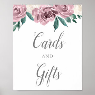 Poster Mauve Watercolor Rose Floral Cartes & Cadeaux