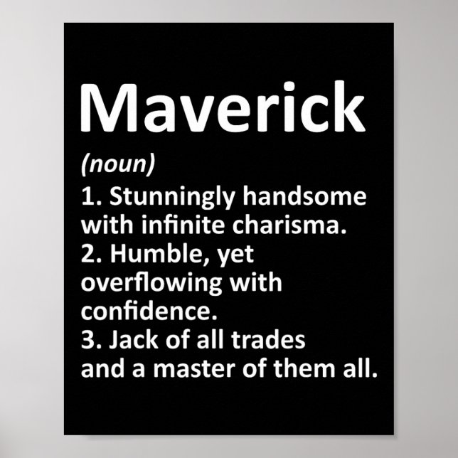 Poster Maverick Definition Personalized Name Funny Birthd (Devant)