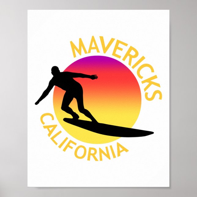 Poster Mavericks Surfing California Vacation  (Devant)